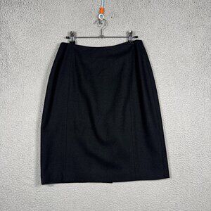 Vintage Mini Skirt Womens Size 8 Black 100% Pure Wool Lined Chic Split Back Hem